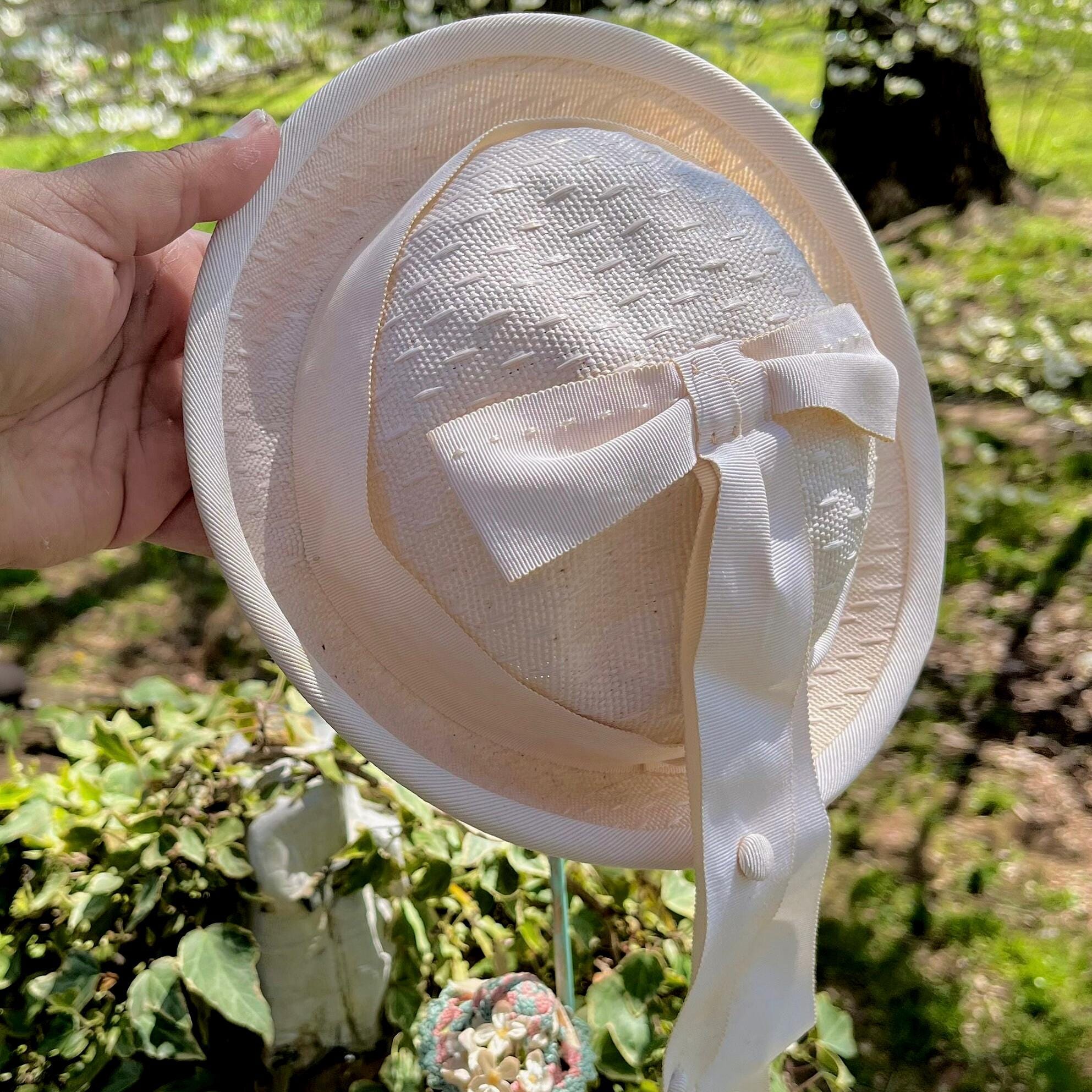 VTG 50s MCM Brimmed Straw Hat Velvet Ribbon & Flower Sun Hat Cottage Granny Core 1950s Ribbon Sun Hat - Etsy main image 4