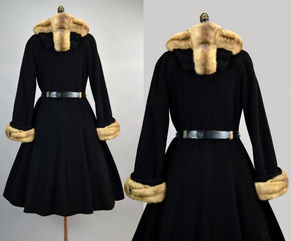 Full Skirt Hooded Princess Coat M Vintage Mohawk … - image 9