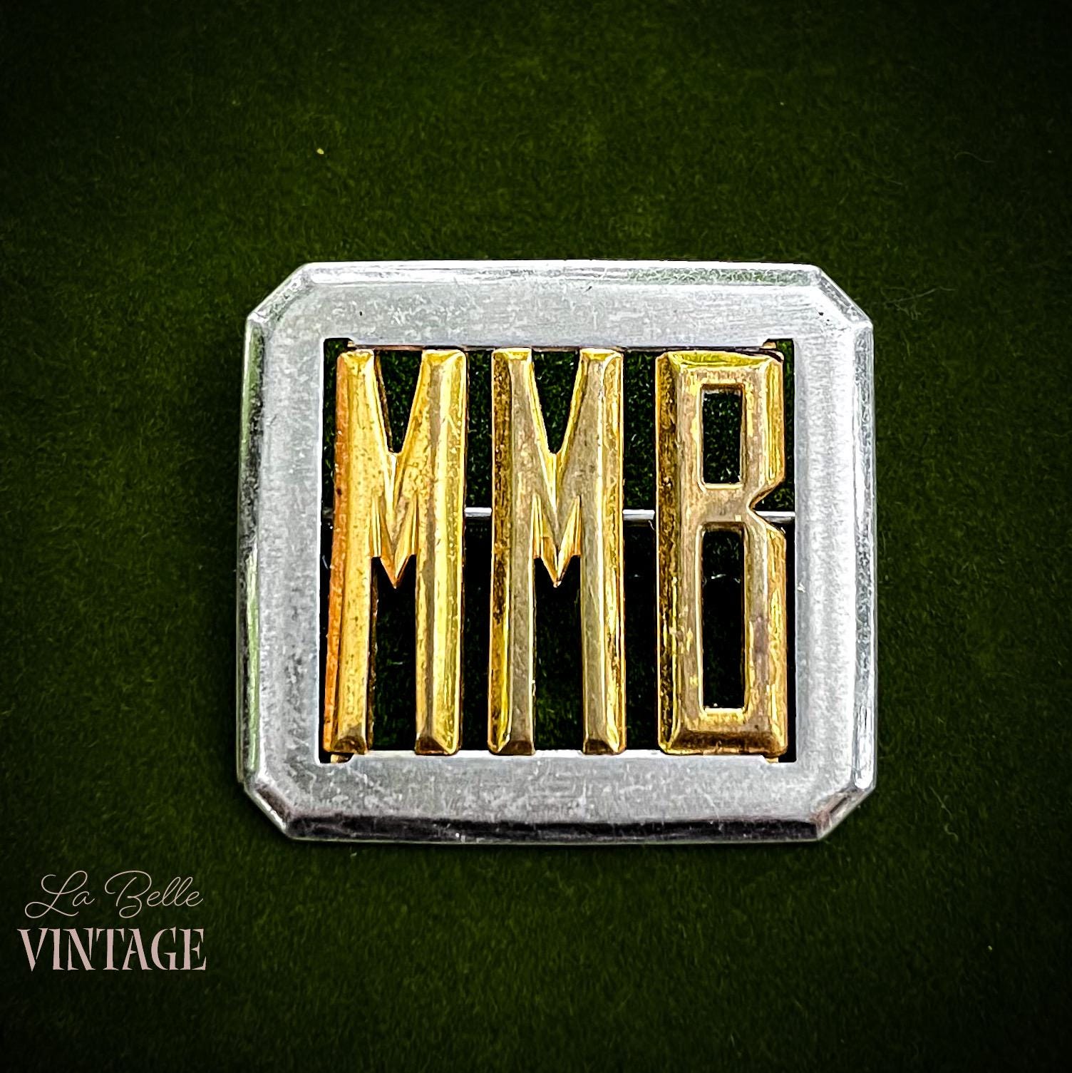 1930s Art Deco MMB Initial Brooch ~ Streamline Moderne 30s Monogram Pin ...