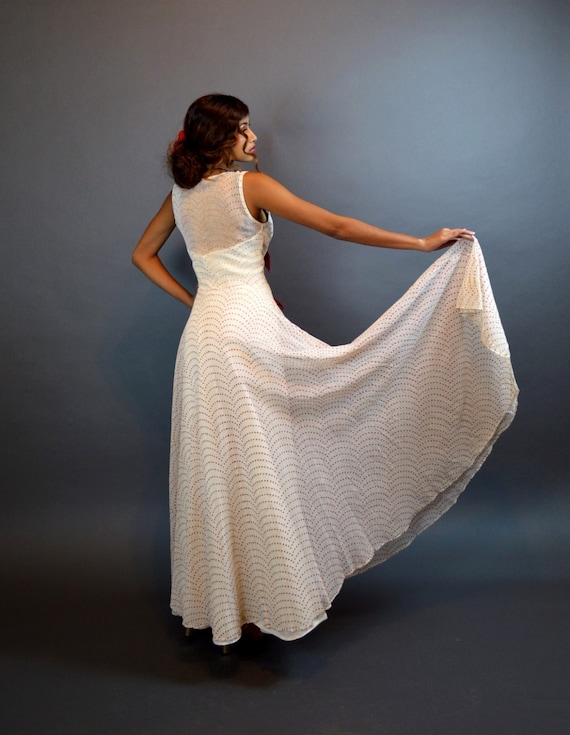 1930s Bergdorf Goodman Style Evening Gown ~ Vintage Ivory Net & Red Velvet  Bows ~ Romantic Bias Cut Dress XS - Etsy