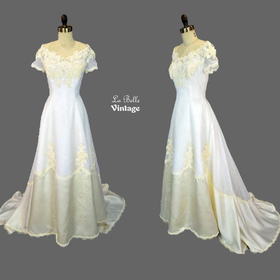 William Cahill off Shoulder Wedding Dress XS ~ Vintage Guipure