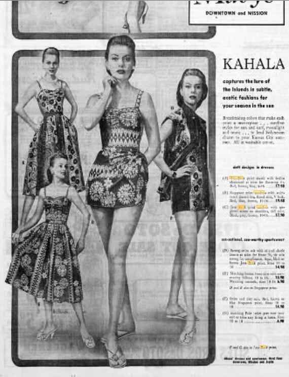 1950s Cotton Pinup Dress S ~ Vintage Kahala Hawai… - image 9