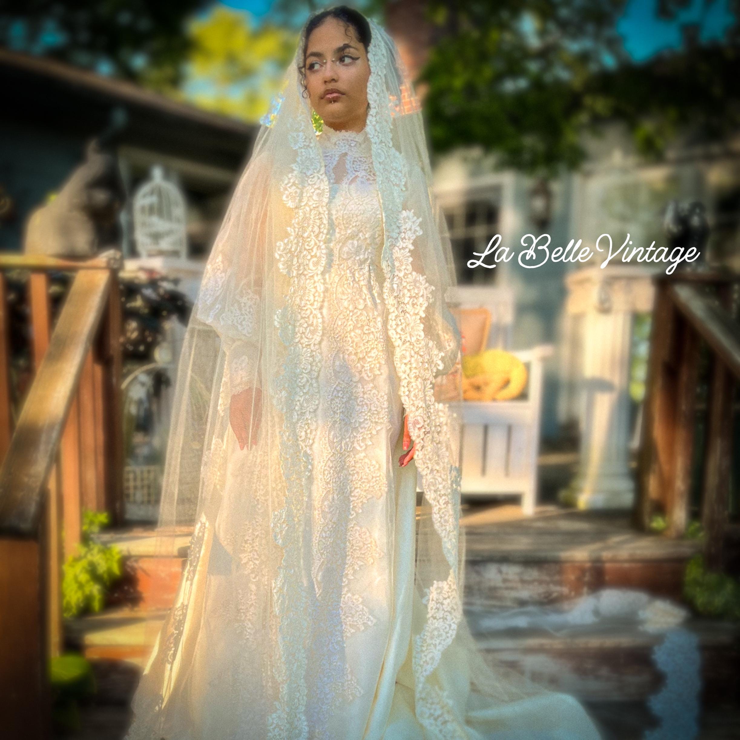 Silk Organza Wedding Dress & Matching Floor Length Veil