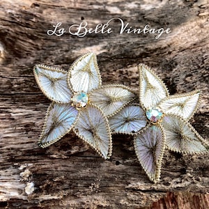 Novelty Starfish Earrings Wrapped Gold Tinsel Vintage 1940s Large Ivory Earrings image 1