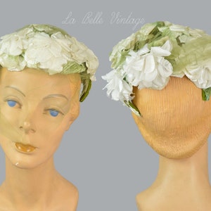Vintage White Flower Hat by CINDERELLA m_602ec33f43895fdbdf8c06b3.jpg main image 2