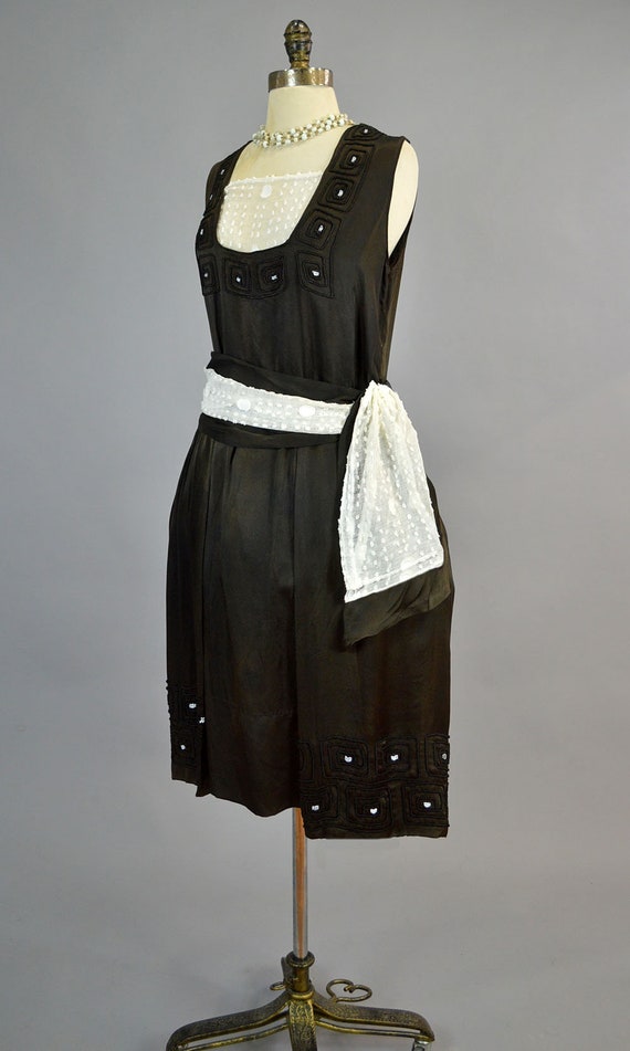 1920s Pannier Beaded Dress Vintage Art Deco Silk … - image 5