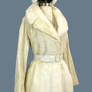 1970s Ivory Persian Lamb & Mink Coat Set with Hat Belt Ensemble ~ Unworn with Original Tags ~Master Furriers image 3