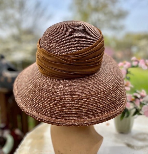 Frank Olive Bronze Straw Mushroom Hat ~ Vintage N… - image 4