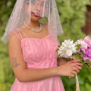 Lace and Chiffon Full Length Dresses Candy Pink