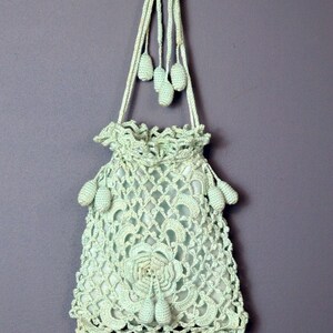 Antique Reticule Purse ~ Victorian Irish Crochet Bag ~ Unique Aqua ...
