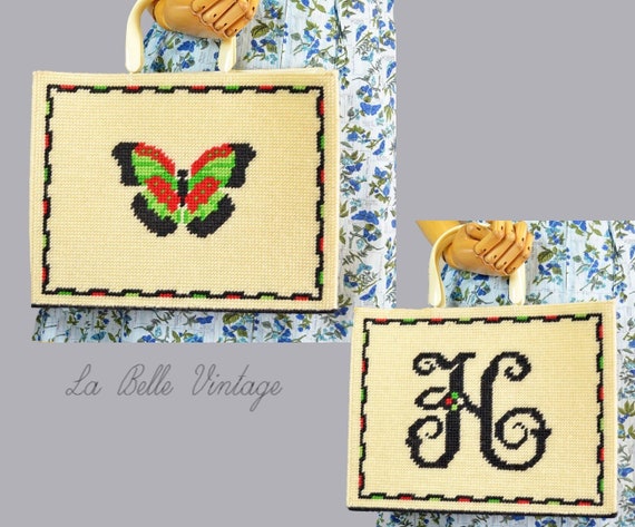 Butterfly Crochet Tote Vintage Woven Monogram H Pu
