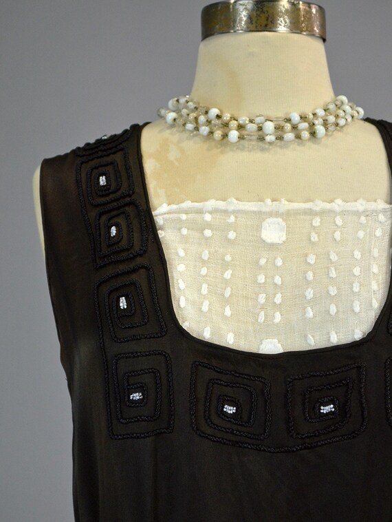 1920s Pannier Beaded Dress Vintage Art Deco Silk … - image 3