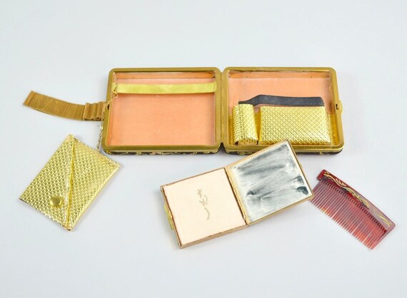 1950s Minaudiere Compact Purse Wristlet Vintage G… - image 7