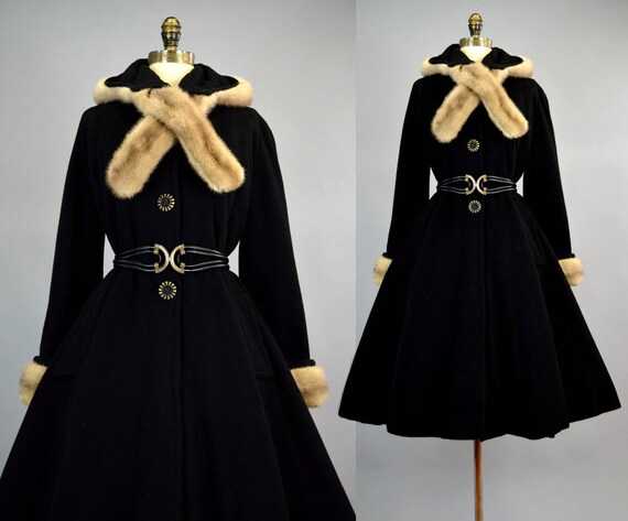 Full Skirt Hooded Princess Coat M Vintage Mohawk … - image 6