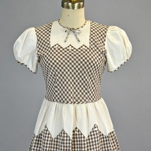 Joseph Love jaren 1930 Katoen Gingham Jurk XS Vintage Pique Geruit Petite Frock afbeelding 3