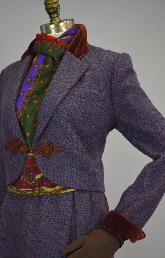 Oscar De La Renta Purple Tweed Suit Vintage 70s J… - image 6