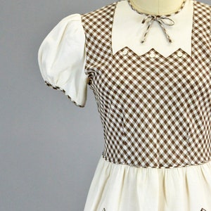 Joseph Love jaren 1930 Katoen Gingham Jurk XS Vintage Pique Geruit Petite Frock afbeelding 4