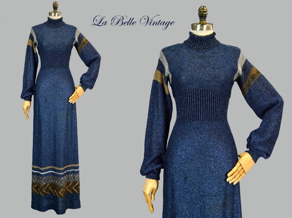25% SALE Metallic Lurex Sweater Dress XS S Vintage