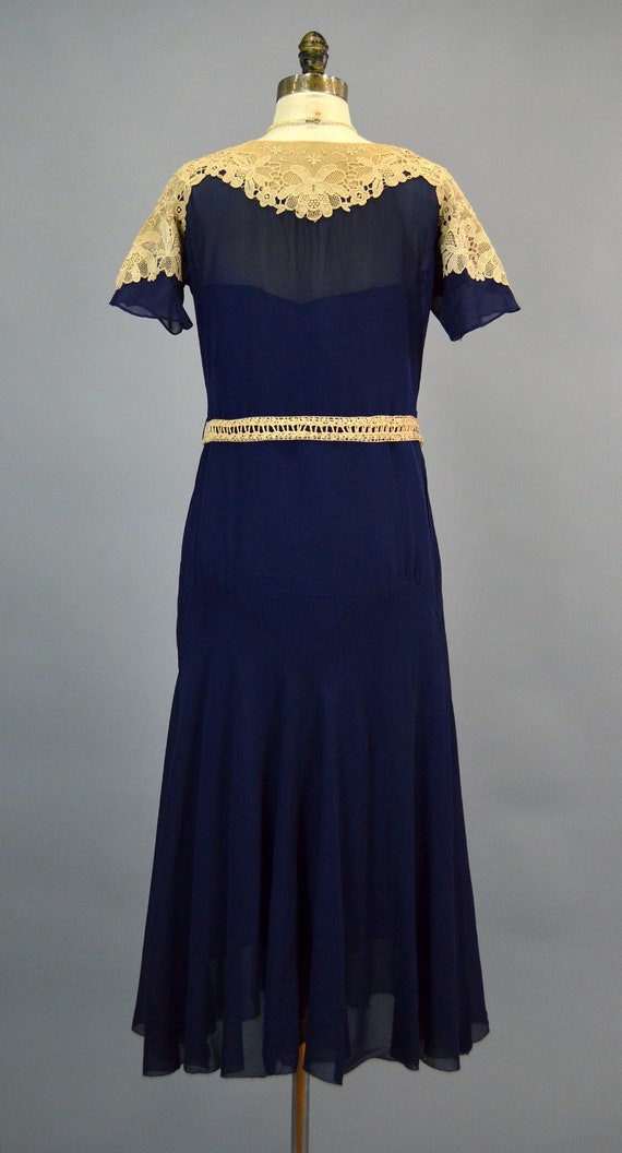 1930s Chiffon Dress S Antique Point de Gaze Vinta… - image 7