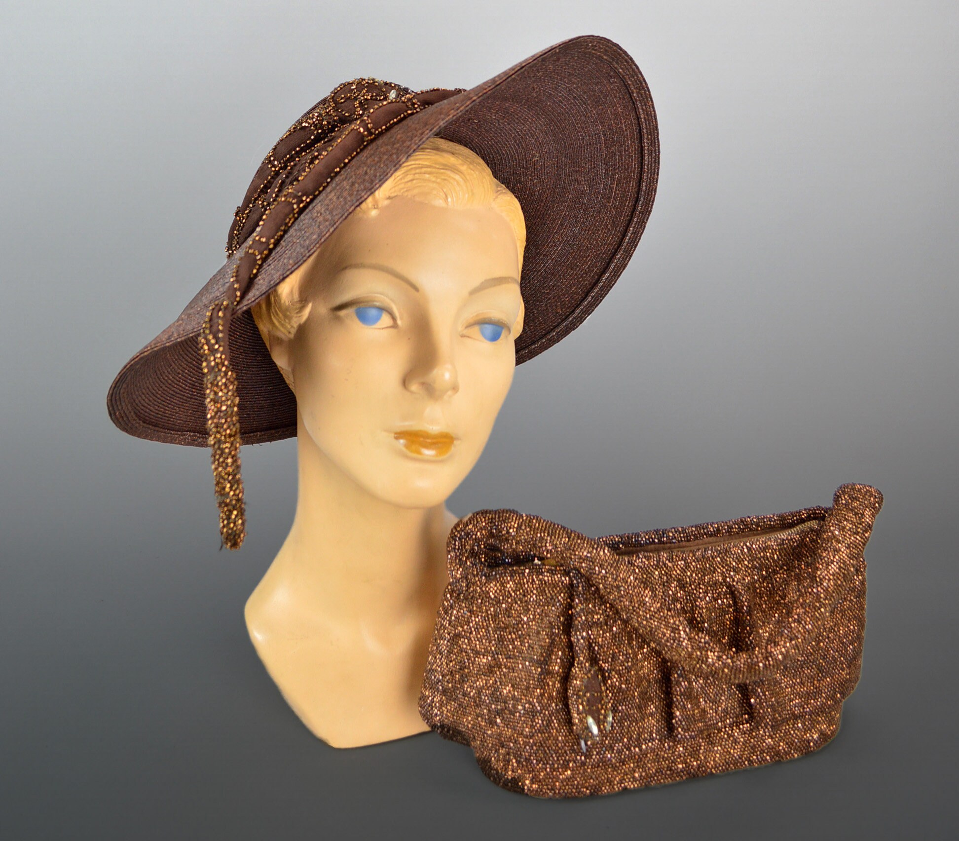 Vintage 1950s Bes-Ben Straw Wide Brim HAT w/Yellow Silk Velvet Flowers RARE Vintage 1950 main image 2