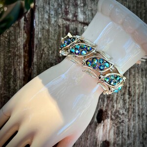 Bracelet Vintage Doré Avec Cabochon Noir - Style Années 60, Occasion