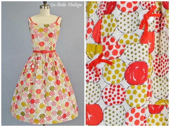 Pom Poms Novelty Print Sundress M Vintage 1950s S… - image 2