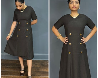 Mingolini Gugenheim Dress M ~ Vintage 1960s Italian Haute Couture ~ 1962 Fall Winter Line Brown Wool Dropped Waist Mod Dress