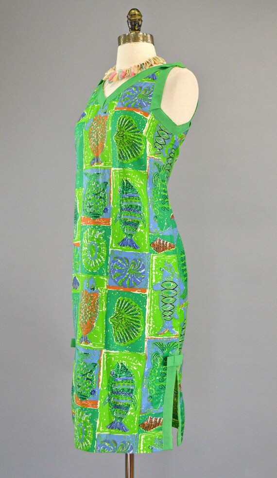 Novelty Fish Colorful Dress S Vintage 1960s Mini … - image 4