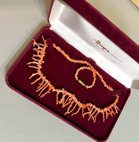 Collier Ancien En Corail Peau D'ange - Orange, Forme Branche - Occasion
