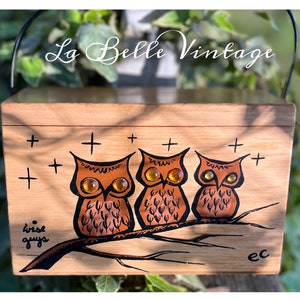 Enid Collins Wise Guys Purse ~ Vintage Novelty Hand Painted Owls Wooden Box Bag