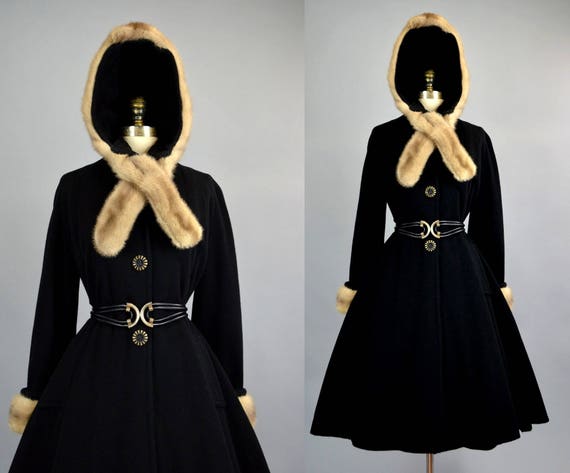 Full Skirt Hooded Princess Coat M Vintage Mohawk … - image 5