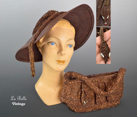 Rare set of hat and bag. 1980s, NEW, ELIZABETH ARDEN BUCKET HAT AND MATCHING  main image 3