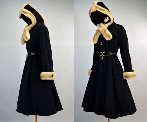 Full Skirt Hooded Princess Coat M Vintage Mohawk … - image 7