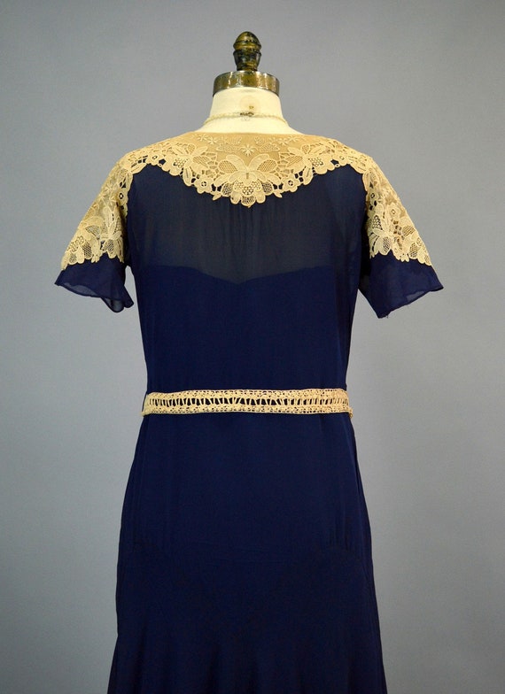 1930s Chiffon Dress S Antique Point de Gaze Vinta… - image 8