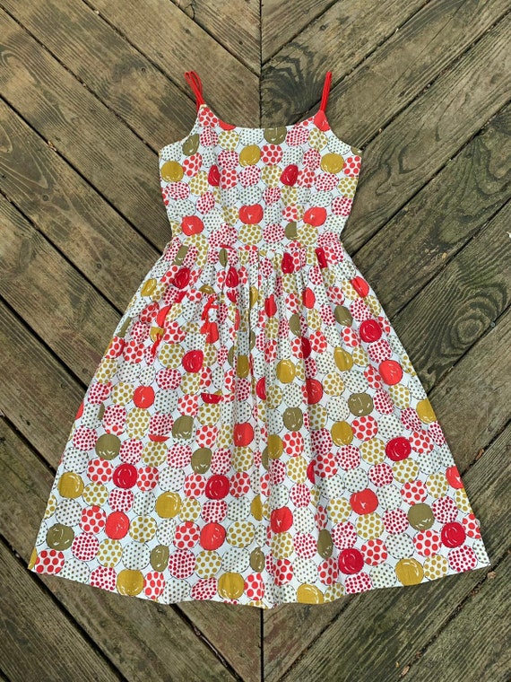 Pom Poms Novelty Print Sundress M Vintage 1950s S… - image 6