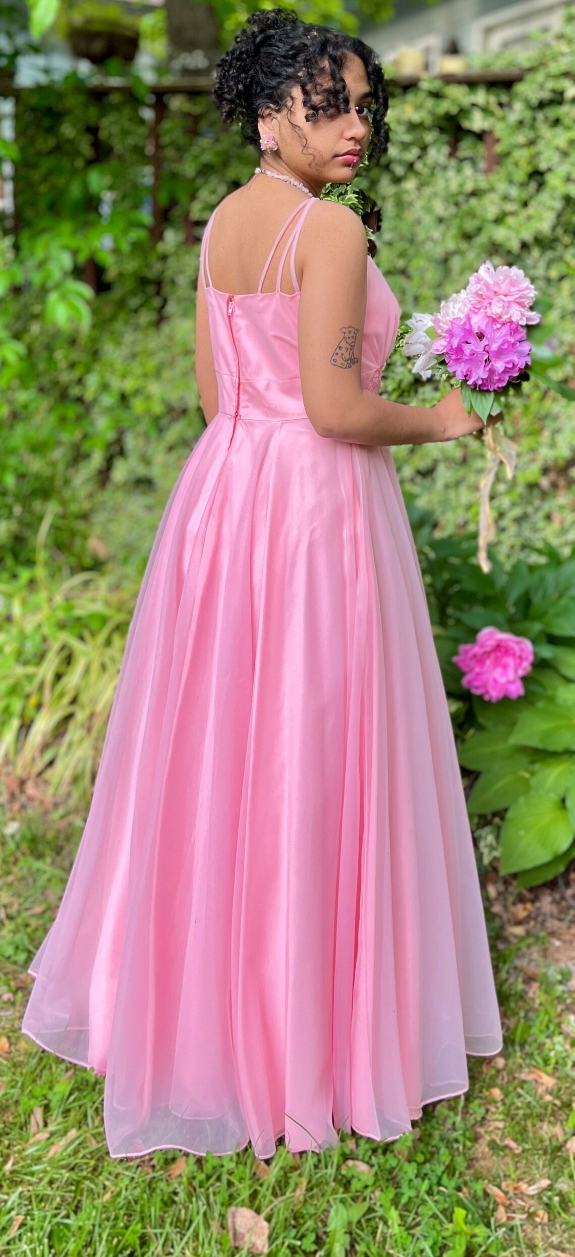 Strapless Long Sheath Chiffon Gown with Slit Candy Pink main image 0