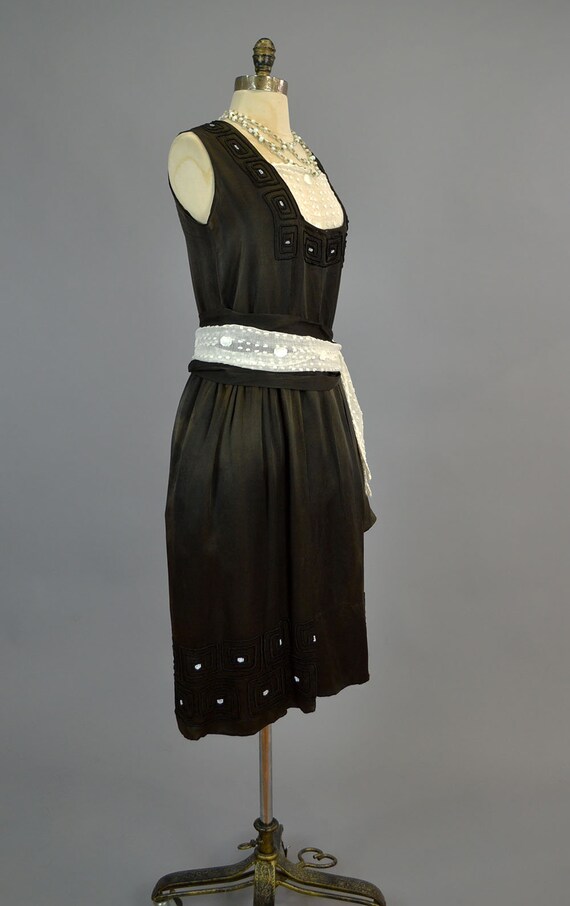 1920s Pannier Beaded Dress Vintage Art Deco Silk … - image 6