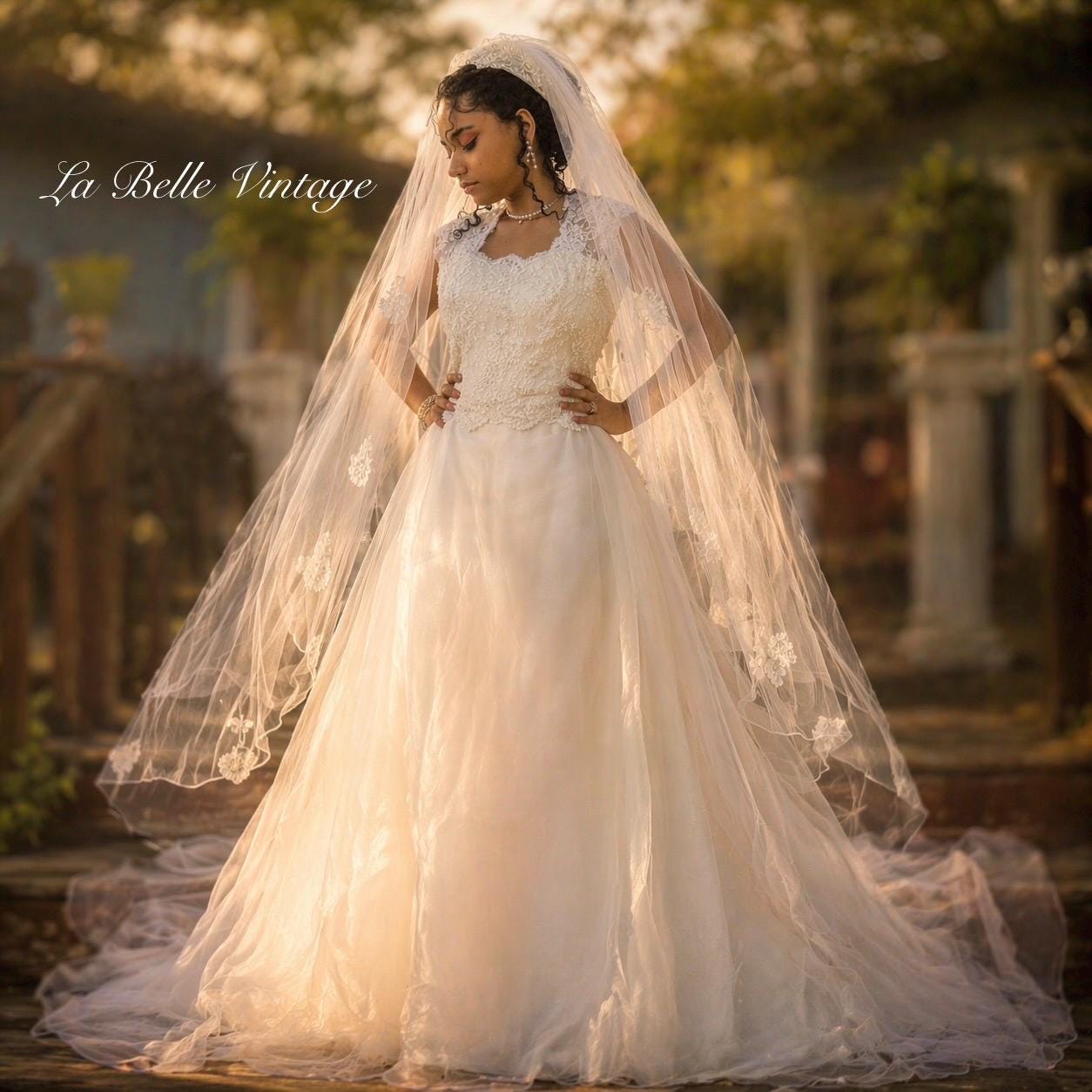 Alenon Lace Wedding Dress With Matching Fingertip Veil ~ Vintage Bridal  Gown by Montaldos ~ Medium 28W 36B M - Etsy