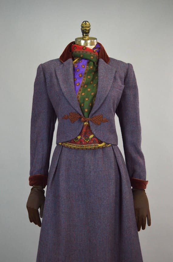 Oscar De La Renta Purple Tweed Suit Vintage 70s J… - image 2