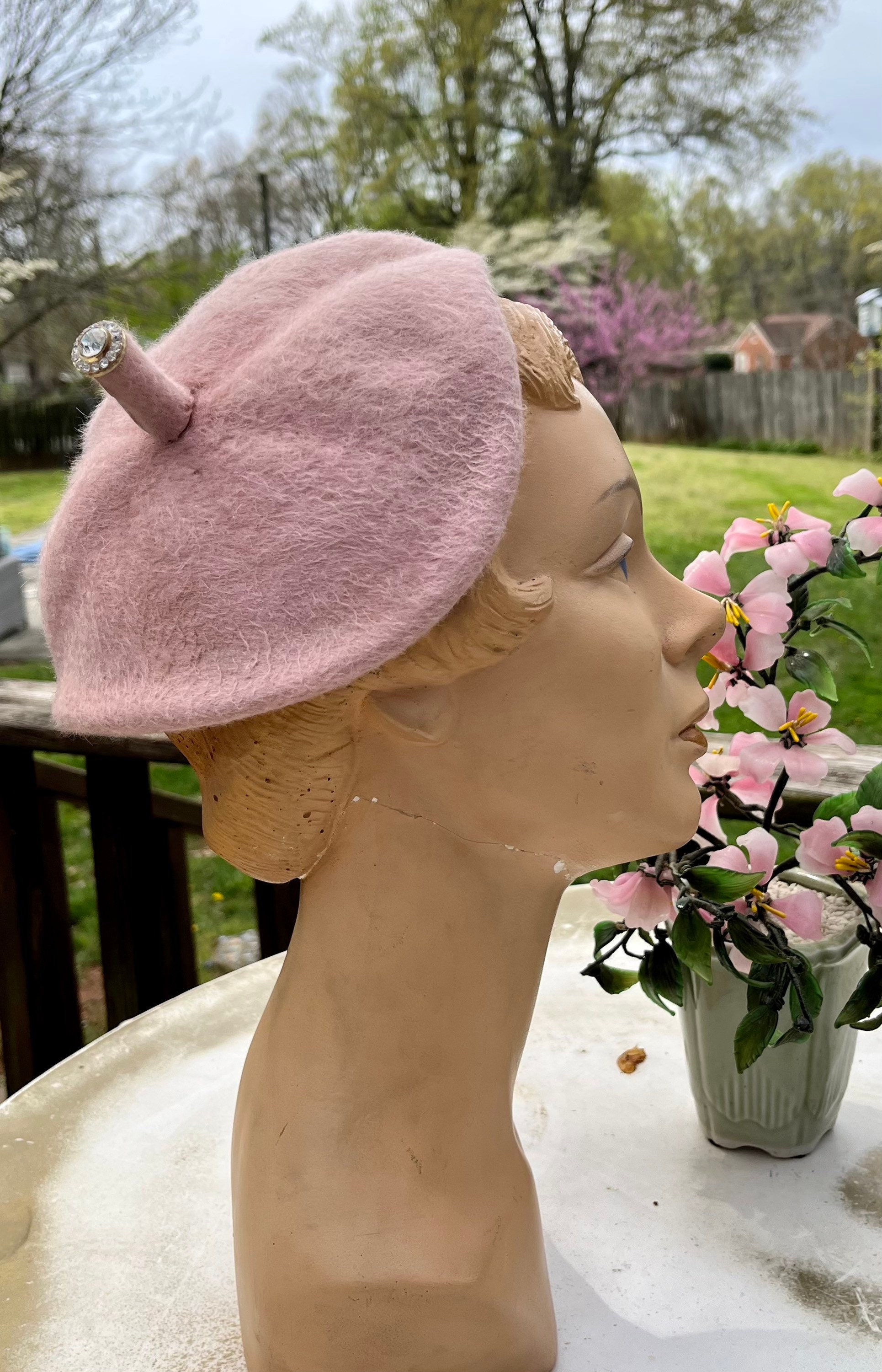 Vintage Modern Miss Black Calot Juliet Hat W Velvet Piping Trim & Flower Pin Velvet Juliet Cap - Etsy main image 4
