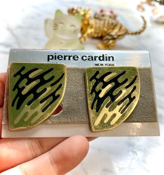 labellevintage Pierre Cardin Statement Earrings Petroglyphic Design Vintage 1980s Modernist Jewelry
