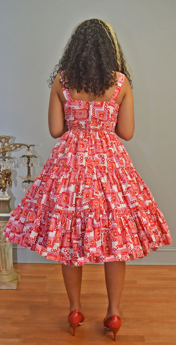 1950s Novelty Print Patio Pinup Dress S Vintage M… - image 7