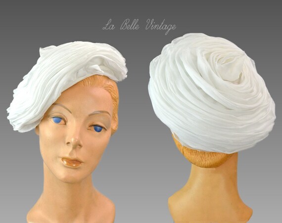 Jack Mcconnell Wedding Hat Vintage White Silk Organza  display picture 3