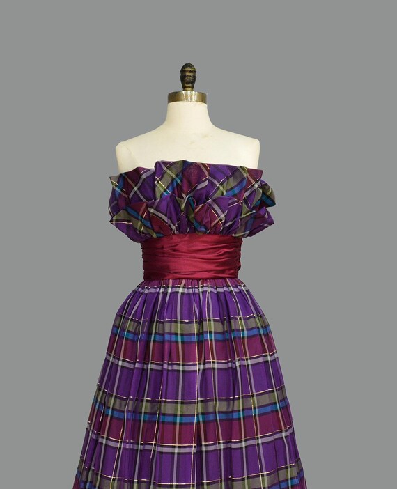 purple plaid prom dress Customized Vintage Retro Renaissance 18th Century Marie Antoinette Rococo Dress Purple Plaid Short Sleeve Flower Long Formal Prom Ball Gowns
