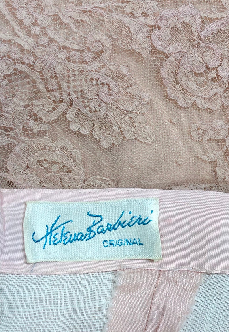 Helena Barbieri 1950s Chantilly Lace Dress S M Vintage Faded Rose Scalloped Off Shoulder Frock image 9