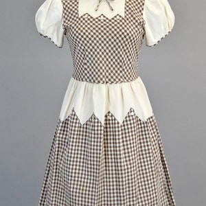 Joseph Love jaren 1930 Katoen Gingham Jurk XS Vintage Pique Geruit Petite Frock afbeelding 2