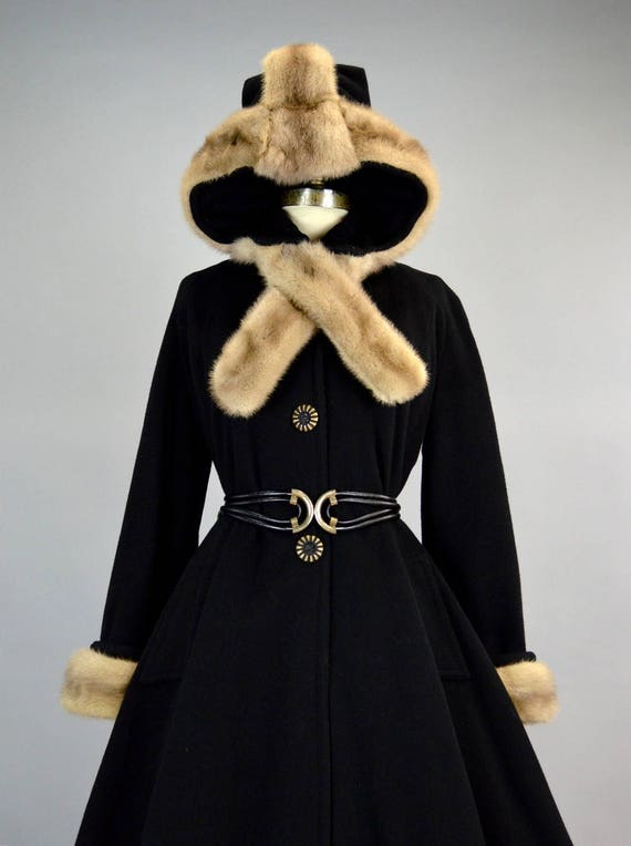 Full Skirt Hooded Princess Coat M Vintage Mohawk … - image 4
