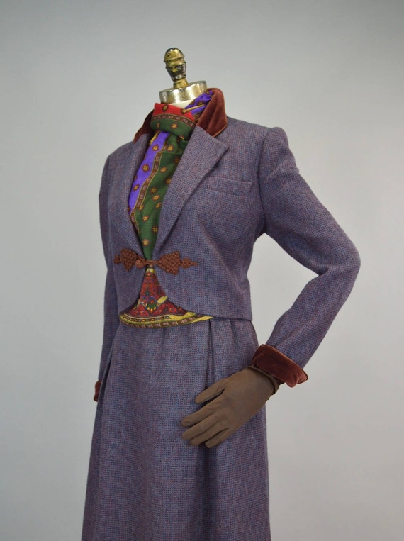 Oscar De La Renta Purple Tweed Suit Vintage 70s J… - image 5