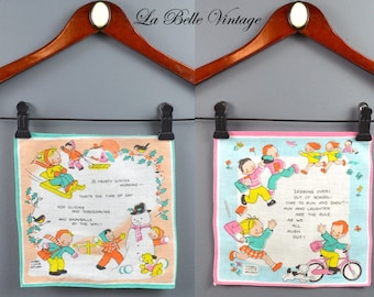 Vintage Mabel Lucie Attwell Handkerchief Lot ~ Illustrated Novelty Childrens Kids Hankies ~ Baby Room Decor