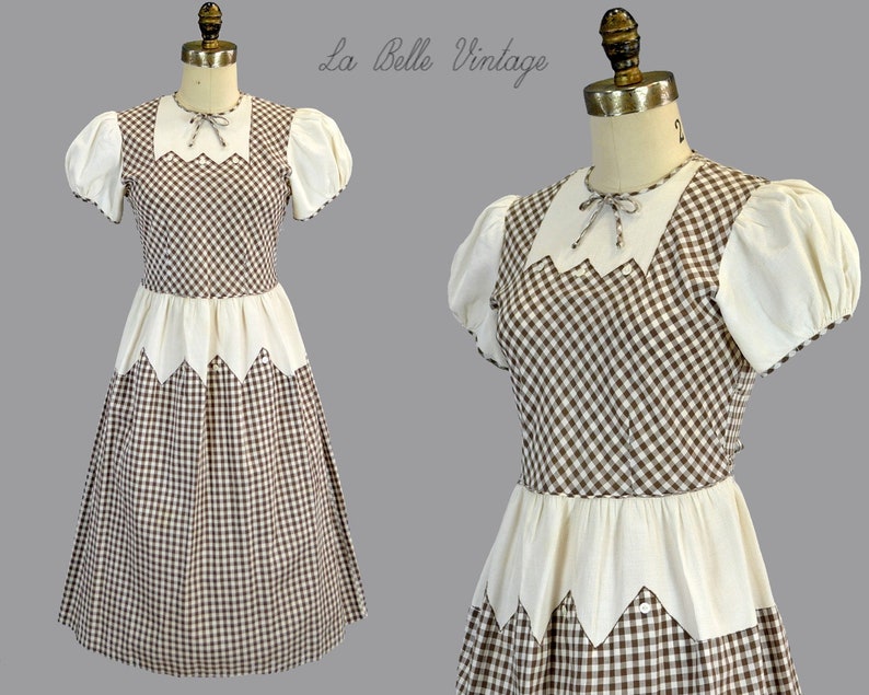 Joseph Love 1930s Cotton Gingham Dress XS Vintage Pique Checkered Petite Frock image 1